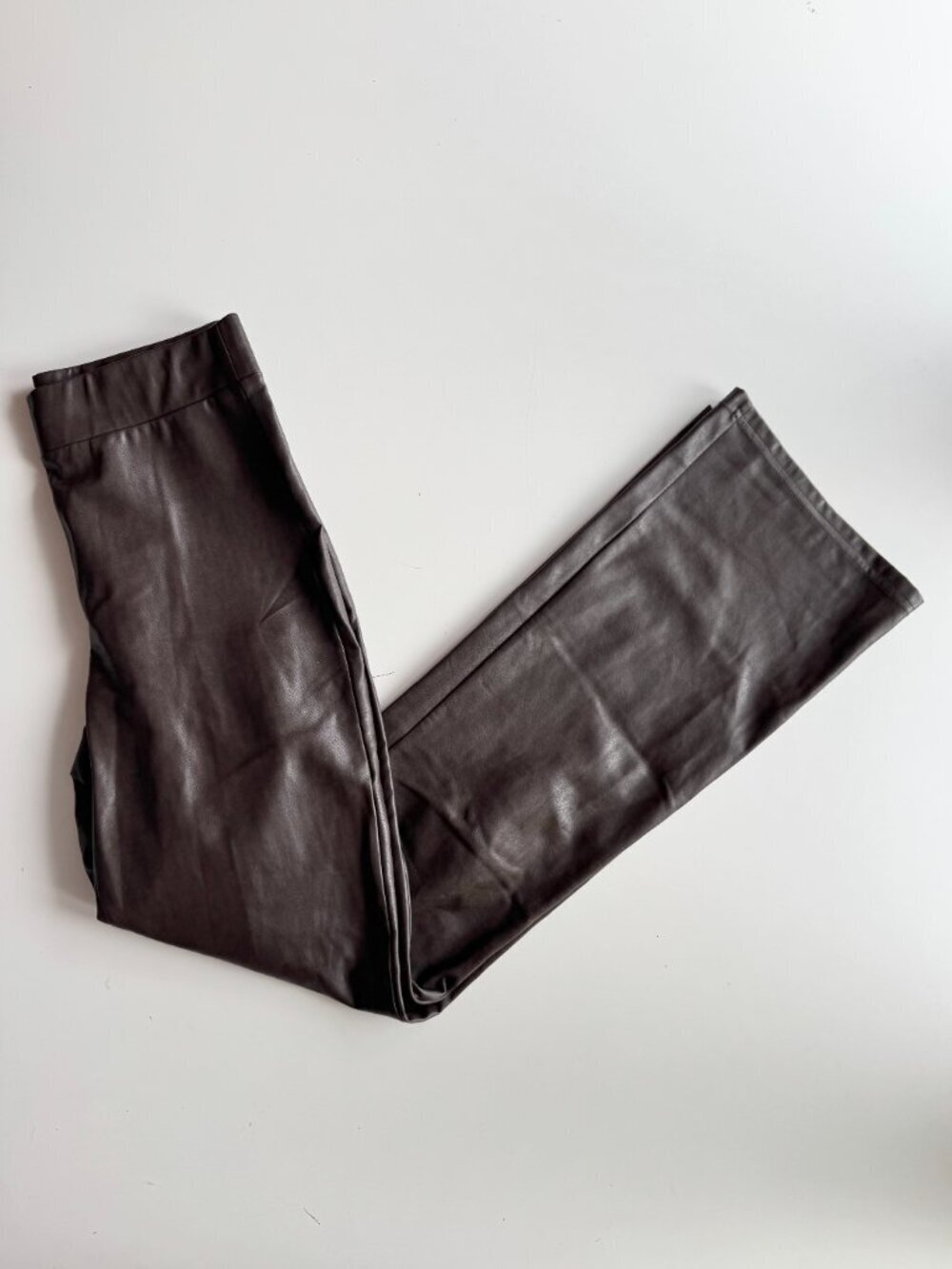 Aritzia TEN by BABATON Upstage Brown Vegan Leather High Rise Flare Pants, Size S
